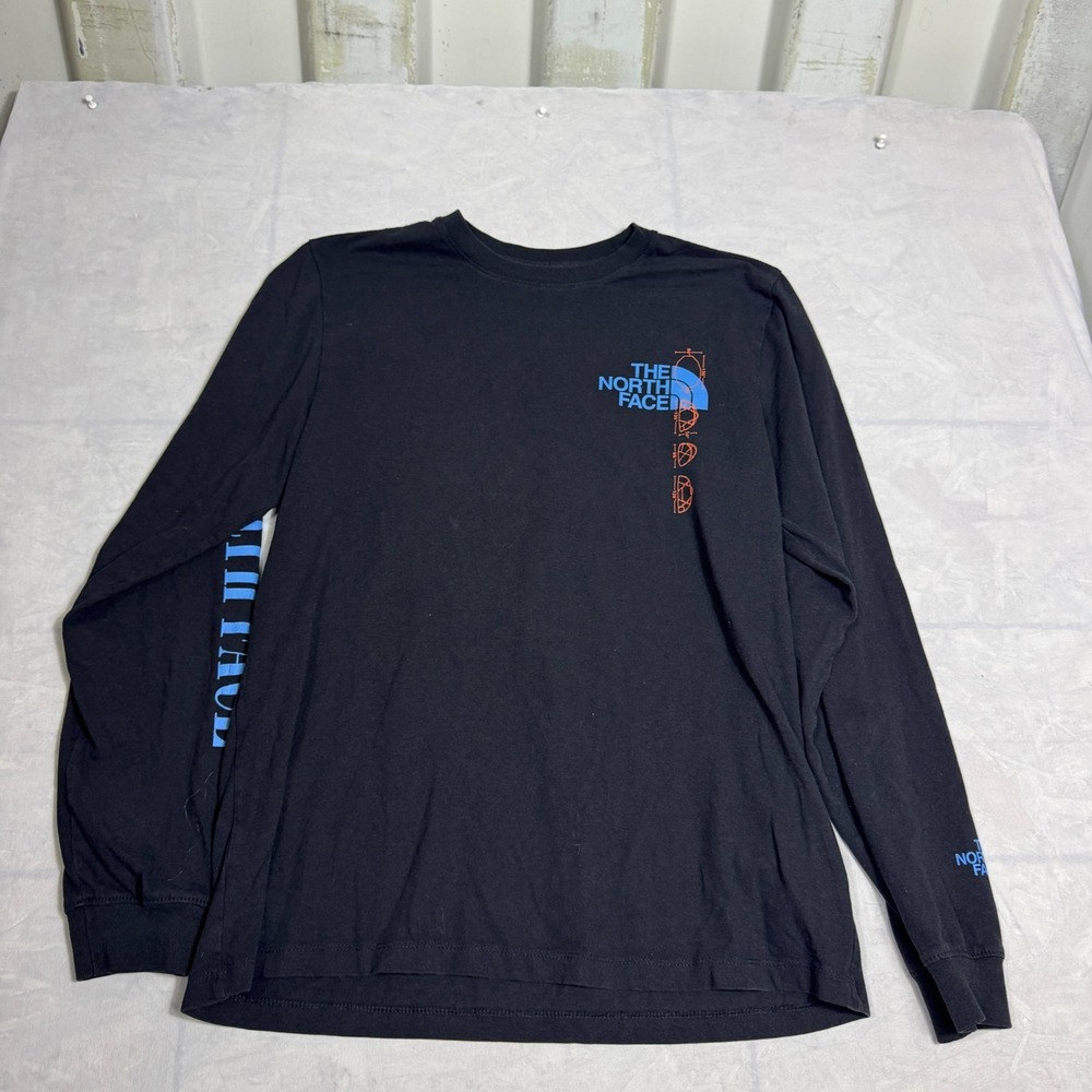 The North Face Mens T-Shirt Black Long Sleeve Everyday Comfort Graphic Tee Large